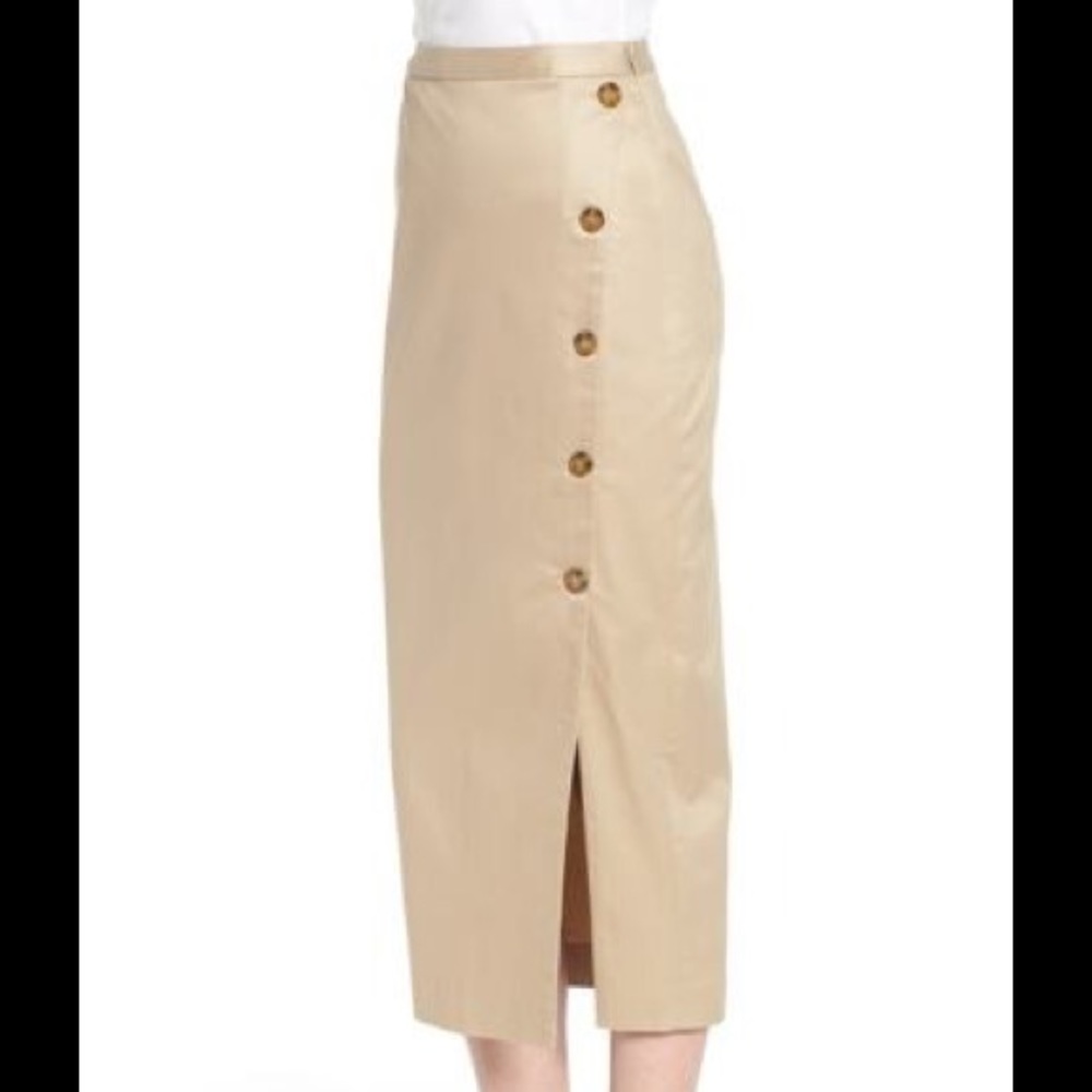 1901 Side Slit cotton blend Pencil Skirt
